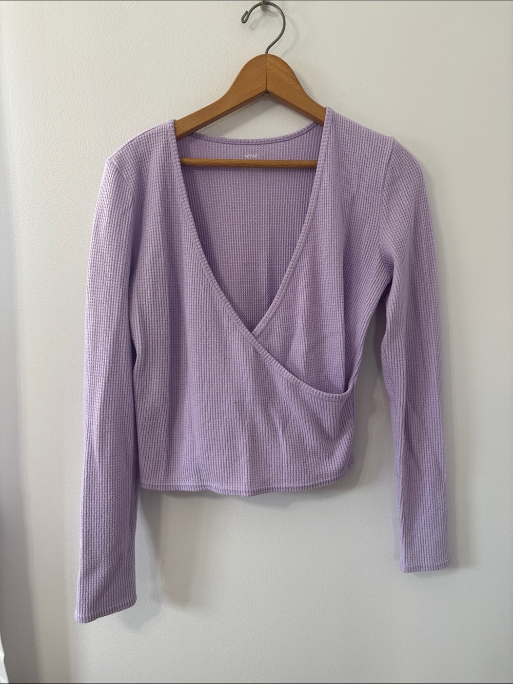 aerie Lilac Waffle Knit Wrap-Style Top